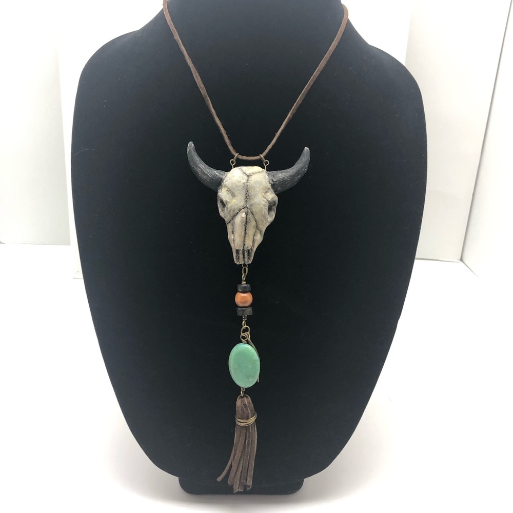 Unique steer skull necklace